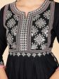 NOZ2TOZ Women s Embroidered & Mirror Work A-Line With Side Slit Rayon Black Stitched Kurta With Pant on Sale