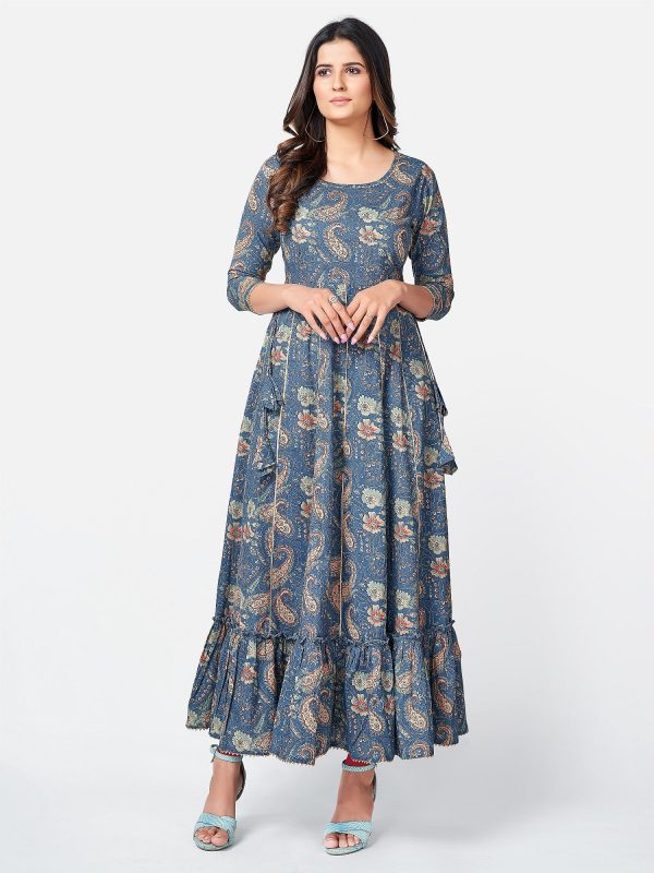 NOZ2TOZ Women s Blue Anarkali Kurta dress- (1pc set) Online Sale