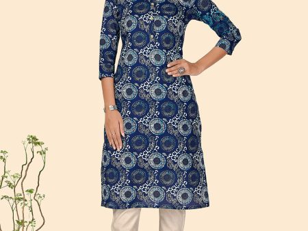 NOZ2TOZ Women s Blue Printed Cotton Kurta- (1pc set) Online now