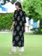 Juniper Womens Black Rayon Slub Printed Straight Kurta Supply