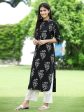 Juniper Womens Black Rayon Slub Printed Straight Kurta Supply