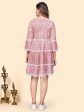 NOZ2TOZ Women s Printed Flared Cotton Pink Stitched Dress Sale