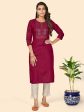 NOZ2TOZ Women s Dark Pink Embroidered Kurta- (1pc set) Hot on Sale