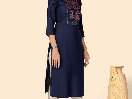 NOZ2TOZ Women s Blue Embroidered Kurta- (1pc set) For Cheap