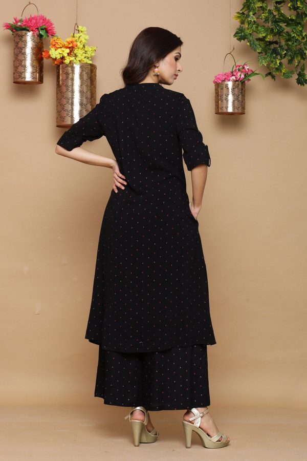 Juniper Womens Black Rayon Slub Printed Kurta Online Hot Sale