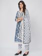 NOZ2TOZ Women s Blue Printed Lace Work Cotton Kurta with Pant & Dupatta (3 Pc Set) Online