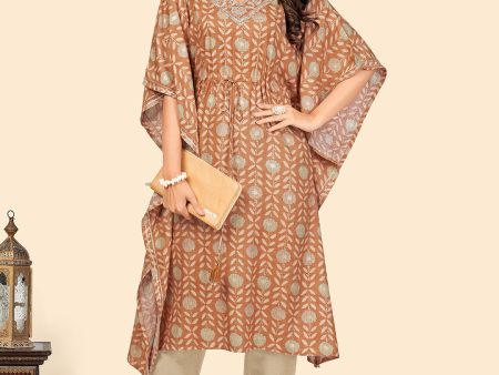 NOZ2TOZ Women s Brown Kaftan Top With Pant Set- (2pcs set) Discount