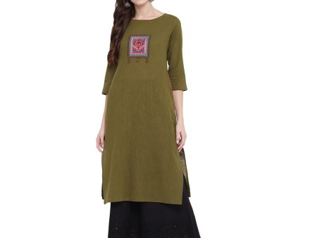 NOZ2TOZ Women s Embellished Green Kurti- (1pc set) Online Hot Sale