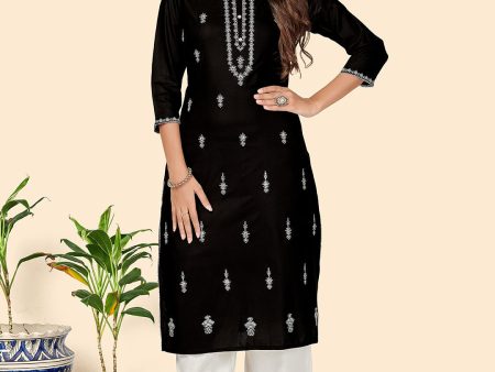 NOZ2TOZ Women s Black Embroidered Kurta- (1pc set) Discount