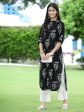 Juniper Womens Black Rayon Slub Printed Straight Kurta Supply