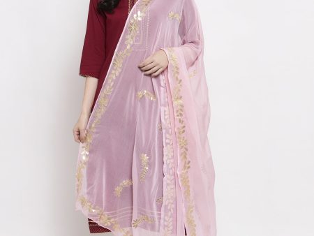 Wahe-NOOR Women s Baby Pink Gotta Patti Chiffon Dupatta Online Sale