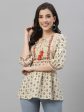 Juniper Beige Cambric Casual Wear Printed A-Line Tunic Online Sale