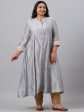 Juniper Women`s Grey Chanderi Silk Solid Anarkali Kurta with Inner Discount