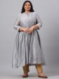 Juniper Women`s Grey Chanderi Silk Solid Anarkali Kurta with Inner Discount