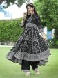 Juniper Womens Black Georgette Foil Printed Circular Kurta Dress With Solid Palazzo Set Online now