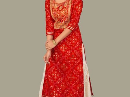 Indian Clothing Women s Red Printed Kurta with Sharara - NOZ2TOZ Online