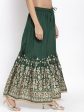 Wahe-NOOR Women s Green Flared Printed Rayon Gharara Hot on Sale