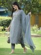 Juniper Grey Muslin Festive Printed Straight Skd For Women Hot on Sale