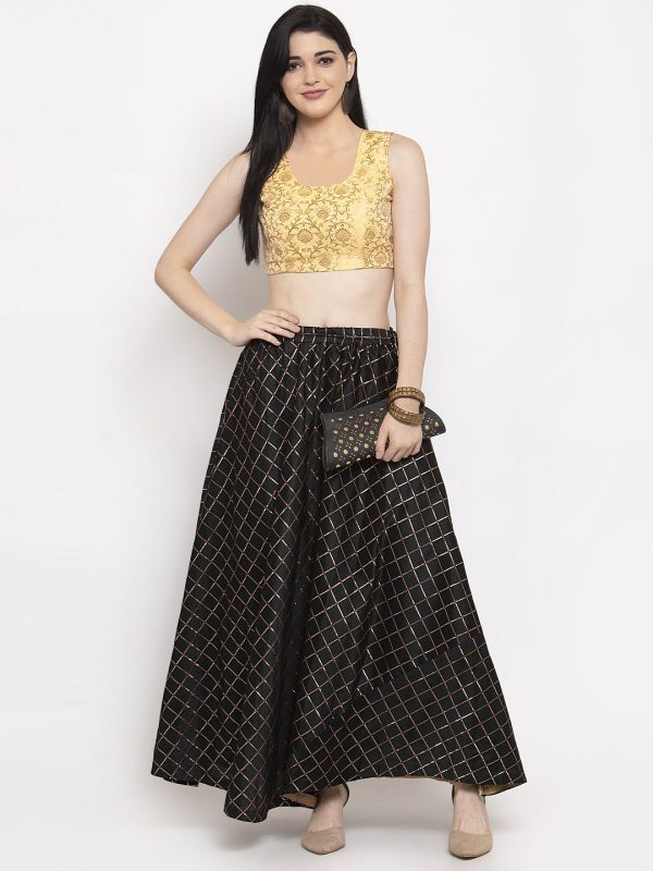 Wahe-NOOR Women s Black Printed Maxi Skirt on Sale