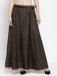 Wahe-NOOR Women s Black Zigzag Printed Flared Maxi Skirt Online now