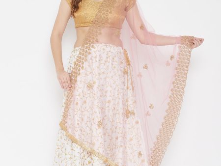 Wahe-NOOR Women s Baby Pink Embroidered Net Dupatta With Sequinned Online now