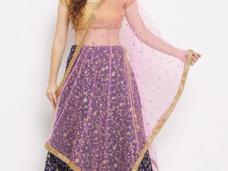 Wahe-NOOR Women s Baby Pink Embellished Net Dupatta Sale