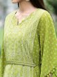 Indian Clothing Juniper Green Georgette Festive Bandhej Printed Straight Kaftan For Women Discount