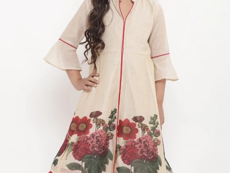 NOZ2TOZ Beige Printed Kurta & Palazzo Set For Girls Fashion