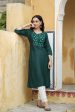 Juniper Green Rayon Festive Wear Embroidered Straight Kurta Online now