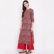 NOZ2TOZ Women s Red Kalamkari Print Cotton Kurta- (1pc set) For Cheap