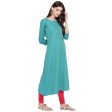 NOZ2TOZ Women Sky Blue Rayon Kurta (1Pc) on Sale