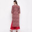 NOZ2TOZ Women s Red Kalamkari Print Cotton Kurta- (1pc set) For Cheap