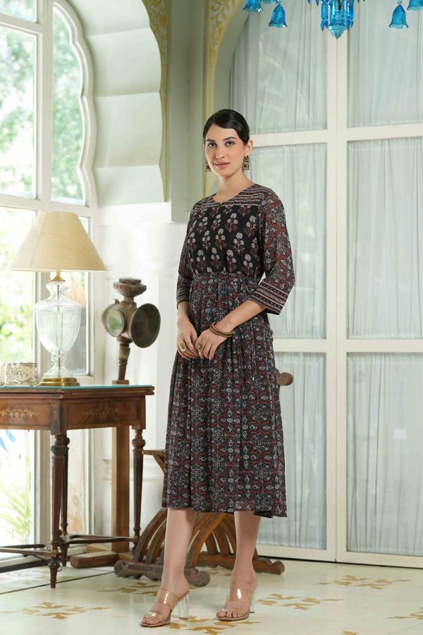 Juniper Black Georgette Festive Printed Anarkali Flared Anarkali Kurta For Women Online Hot Sale