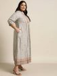 Juniper Women`s Grey Rayon Fusion Wear Printed A-line Dress Online Sale