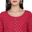 NOZ2TOZ Women s Red Cotton Printed Anarkali Kurti With Block Print (1 Pc) Hot on Sale