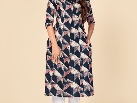 NOZ2TOZ Women Navy Blue Rayon Kurta (1pc) For Sale