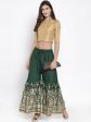 Wahe-NOOR Women s Green Flared Printed Rayon Gharara Hot on Sale