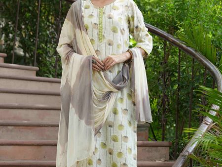 Juniper Green Rayon Casual Wear Printed Straight Kurta Pant Dupatta Set Online Sale