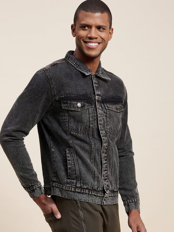 Lyush - Mascln Men s Black Washed Denim Jacket Online