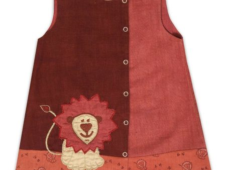 Mhyssa Amara Lion Patch Sleeveless A-line Maroon Frock For Discount