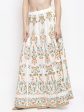 Wahe-NOOR Women s Cream Printed Flared Rayon Maxi Skirt on Sale