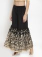 Wahe-NOOR Women s Black Flared Printed Rayon Gharara Online Hot Sale