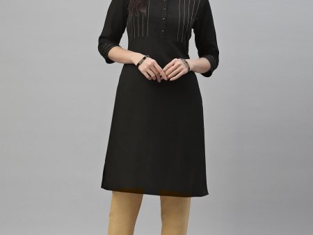 Juniper Black Rayon Festive Solid Straight Kurta For Women Online Hot Sale