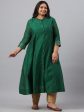 Juniper Women`s Jadegreen Chanderi Silk Solid Anarkali Kurta with Inner on Sale