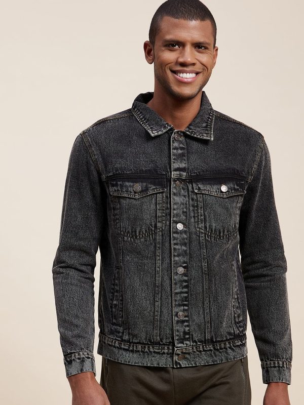 Lyush - Mascln Men s Black Washed Denim Jacket Online