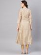 Juniper Womens Beige Chanderi Sequin Embroidered Kalidar Kurta Dress Fashion