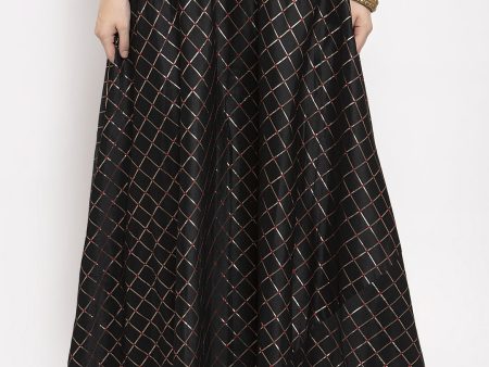 Wahe-NOOR Women s Black Printed Maxi Skirt on Sale