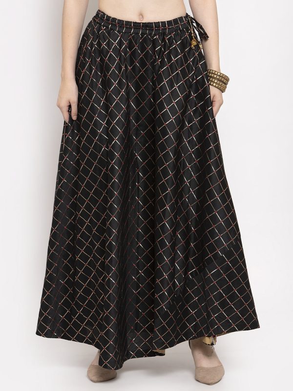 Wahe-NOOR Women s Black Printed Maxi Skirt on Sale