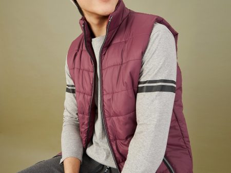 Lyush - Mascln Men s Maroon Sleeveless Quilted Puffer Jacket Online now