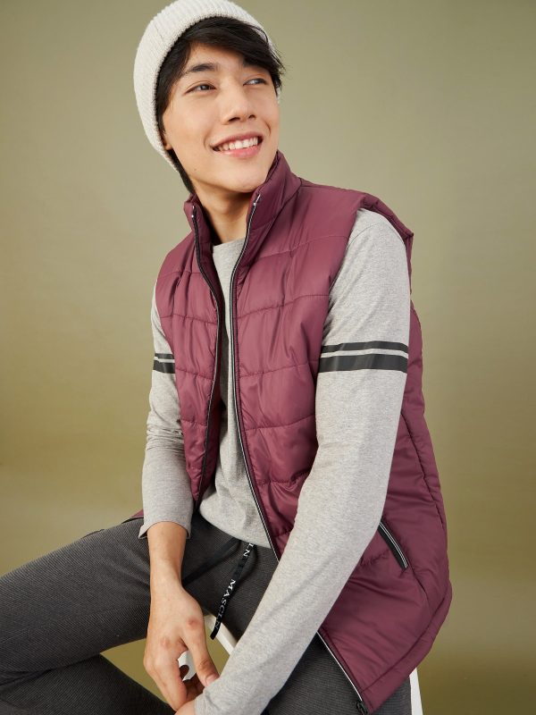 Lyush - Mascln Men s Maroon Sleeveless Quilted Puffer Jacket Online now